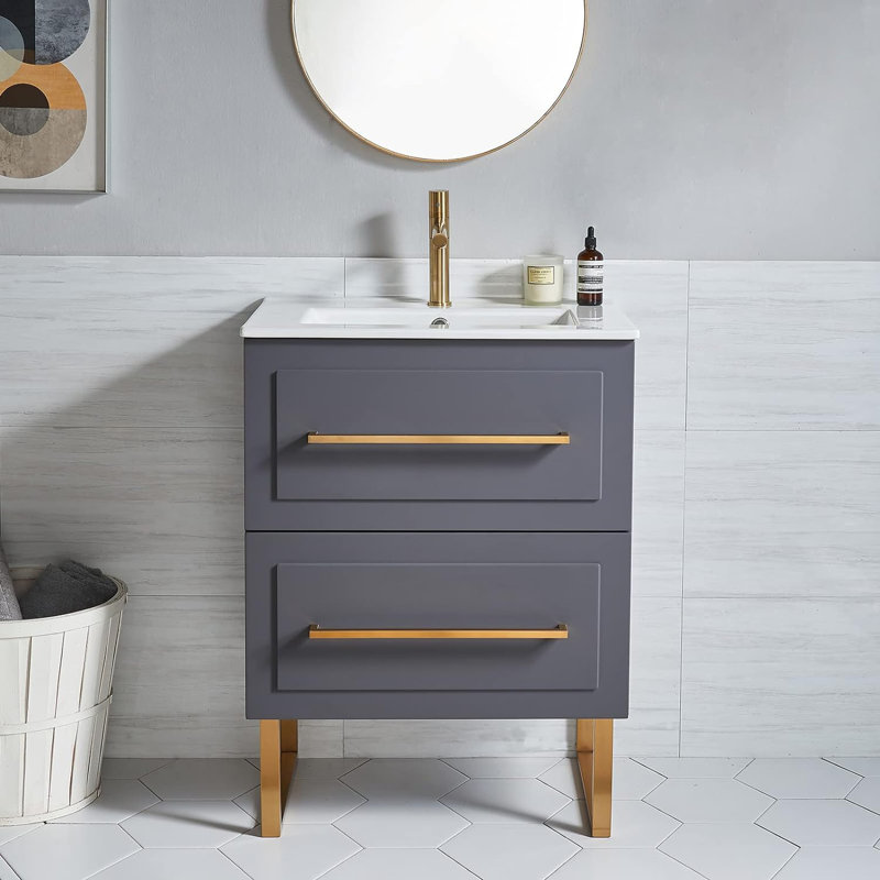 Mercer41 Syohei 24" Dark Gray Modern Free-standing 2-Drawer Single ...